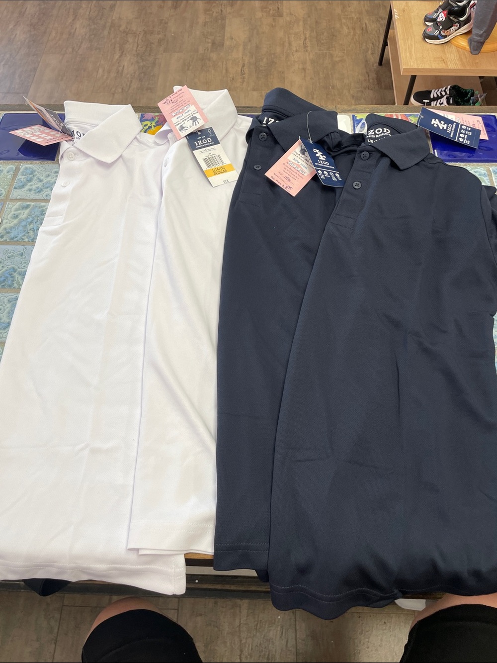 BUNDLE Boy IZOD Wicking Polo Shirt - 4 pack (2 white, 2 navy)